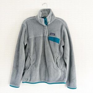 PATAGONIA Re-Tool Snap T Fleece Pullover Grey Teal Womens Size L
